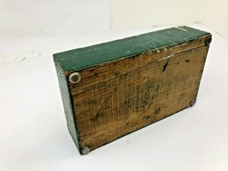 Vintage INDUSTRIAL WOOD TOTE green carrier box bin caddy rustic country decor 7