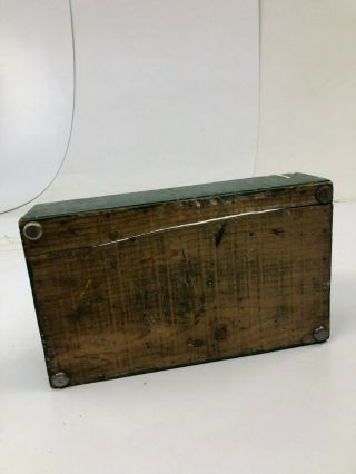 Vintage INDUSTRIAL WOOD TOTE green carrier box bin caddy rustic country decor 8