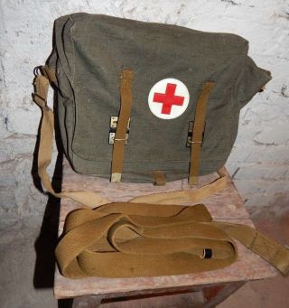 Vintage Soviet Russian Army Rare Medic Bag Case Ussr Red Cross First Aid Kit