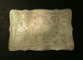 ANTIQUE CHINESE MOTHER OF PEARL CARVED GAMING COUNTER MONOGRAM WAF C.  1770 2