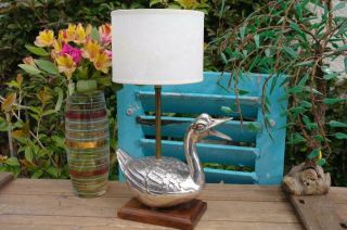 Vintage French Maison Charles Duck Lamp Silver Plate 70 