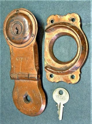 Yale Hasp Lock With Key For Antique Charles T.  Wilt Trunk.  Steamer,  Wardrobe,  ??