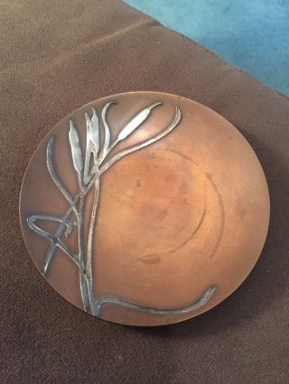 Arts & Crafts Heintz Sterling On Bronze Decorated Dish Design