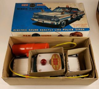 Vintage Asc Japanese Tin Friction Battery Operated Ford Galaxie Police Car W/box