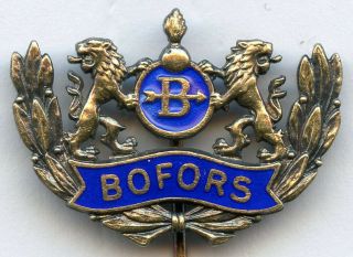 Sweden Bofors 25 Years Old Concern Arms Artillery Manufacturer Silver Badge Pin