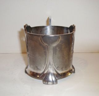 ANTIQUE ART NOUVEAU WMF PEWTER CUP HOLDER & 2 SILVER PLATED ONES 3