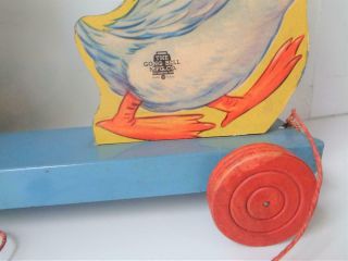 Vintage BABY SANDY PULL TOY The Gong Bell Mfg Co Wood Metal CHILD ACTRESS STAR 6