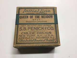 Vintage Crude Drug Box,  Queen Of The Meadow Root,  S.  B.  Penick & Co.