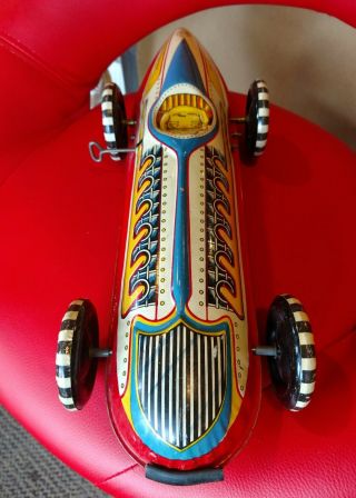 Vintage Marx Race Car Toy Tin Litho Wind - Up Metal Indianapolis 500 Indycar Toy