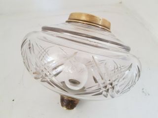 Antique Victorian Clear Heavy Crystal Cut Glass Oil Lamp Font 20mm Fit