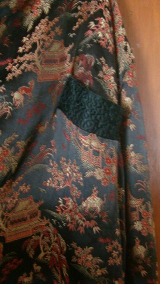 70s Vtg Oriental Black silk Robe Smoking Jacket Mens Large Hugh Hefner Style 8