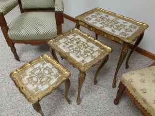 Spectacular Vintage Italian Gold Nesting End Tables