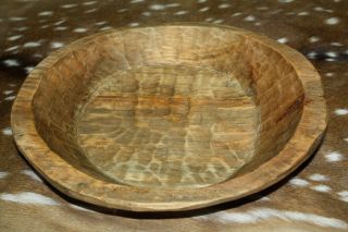Carved Wooden Dough Bowl Primitive Wood Trencher Tray Rustic Home Decor 14 "