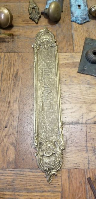 Brass Door Push Plate Victorian Antique 17 