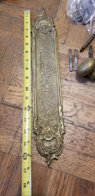 Brass Door Push Plate Victorian Antique 17 