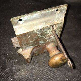 Antique Rare Door Hardware Victorian Solid Bronze Mortise Rim Dead Bolt Lock Key 3