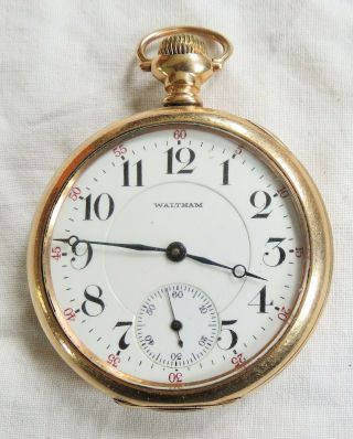 American Waltham Watch Co Pocket Watch Riverside 19j 16s 20yr Gf Vtg Old Antique