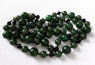 Vintage Chinese Jade Bead Necklace