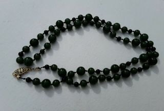 Vintage Chinese jade bead necklace 2