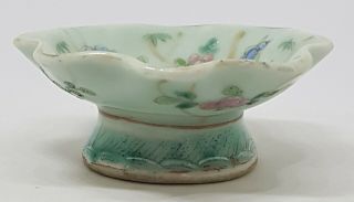 VERY FINE ANTIQUE CHINESE PORCELAIN FAMILLE ROSE CELADON BOWL/TAZZA 2