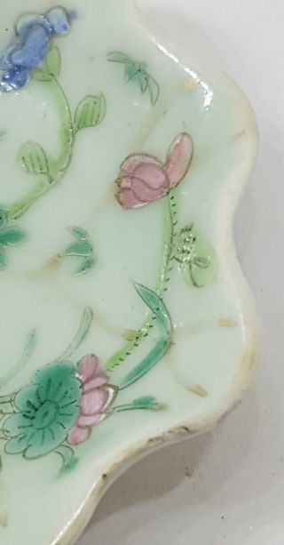 VERY FINE ANTIQUE CHINESE PORCELAIN FAMILLE ROSE CELADON BOWL/TAZZA 4