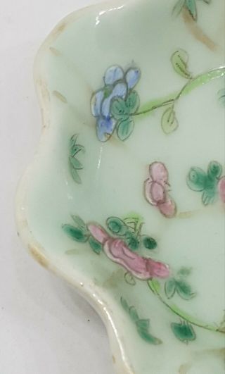 VERY FINE ANTIQUE CHINESE PORCELAIN FAMILLE ROSE CELADON BOWL/TAZZA 6