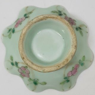 VERY FINE ANTIQUE CHINESE PORCELAIN FAMILLE ROSE CELADON BOWL/TAZZA 8