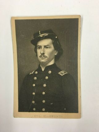 Elmer Ellsworth Cdv First Officer Killed In Civil War Alexandria,  Va Union Zouav