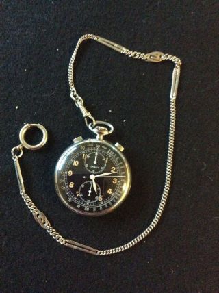 Vintage Rare Ww2 Lemania Cal 15tl 2p Miltary Man’s Pocket Watch With Fob