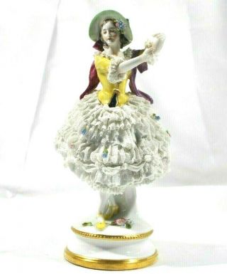 Antique Dresden Germany Lace Lady Dancer Figurine