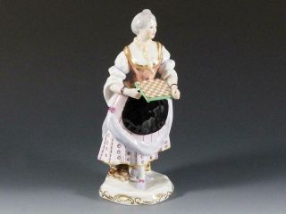 Wien Austria Porcelain Figurine Of Woman Holding Chess Board
