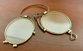 14k Double Gold Plated Lorgnette Pince Nez Eyeglasses Victorian Antique