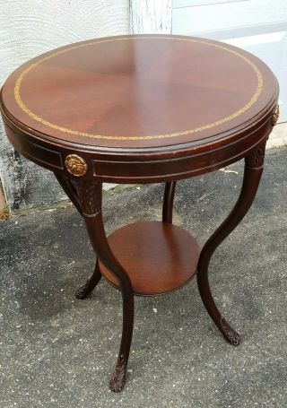 Vintage Mahogany Carved Leg Round Lamp Table.