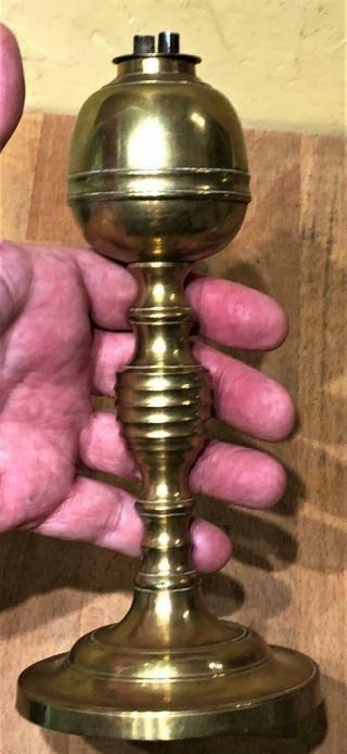 Antique American Brass Whale Oil Lamp,  Possibly Webb,  Maine,  C.  19th Century