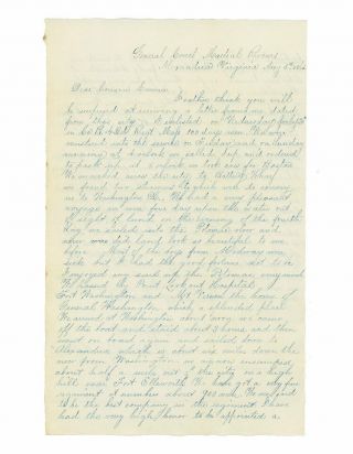 Aug 1864 Civil War Letter By Corporal Edwin H.  Holbrook,  42nd Massachusetts