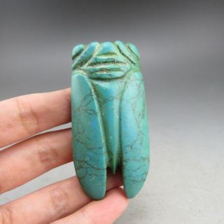 China,  Jade,  Hand Carved,  Hongshan Culture,  Turquoise,  Cicada,  Pendant A3