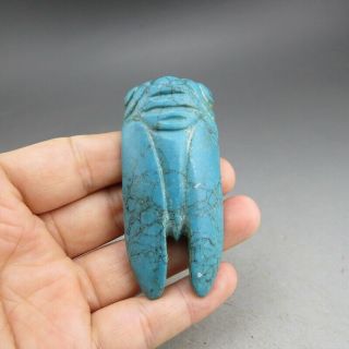 China,  Jade,  Hand Carved,  Hongshan Culture,  Turquoise,  Cicada,  Pendant A6