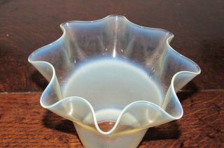 Art Deco Rare Vaseline Opaline Uranium Glass Oil Gas Peg Lamp Tulip Shape Shade