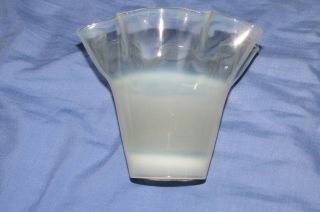 Art Deco rare vaseline opaline uranium glass oil gas peg lamp tulip shape shade 3