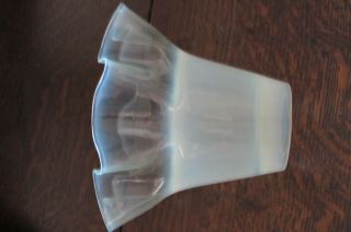 Art Deco rare vaseline opaline uranium glass oil gas peg lamp tulip shape shade 7