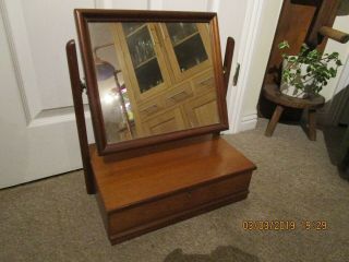 Vintage Wooden Dressing Table Mirror With Drawer 1970 