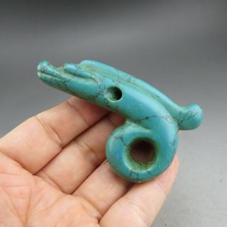 China,  Jade,  Hand Carved,  Hongshan Culture,  Turquoise,  Dragon,  Pendant A8