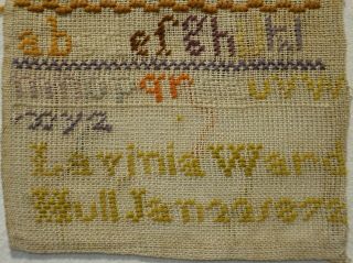 SMALL LATE 19TH CENTURY SAMPLER BY LAVINIA WARD 1872 PLUS LYDIA COOPER - 1900 4