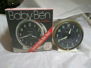 Vintage Westclox Baby Ben Alarm Clock With Luminous Dial & Box