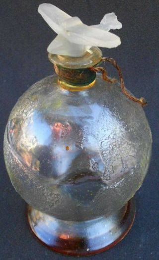 Antique Airplane Stopper Special Mappemonde Perfume Bottle - 1920s