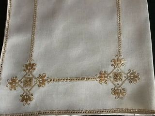GORGEOUS VINTAGE LINEN HAND EMBROIDERED NIGHTDRESS CASE LEFKARA EMBROIDERY 3