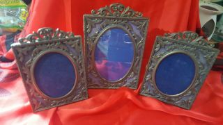 Lovely Vintage Ornate Rococo Style Photo Picture Frames Trio X 3 Made In Italy