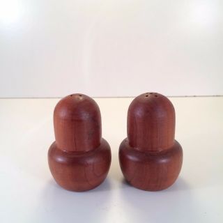 Danish Modern - Mid Century Modern Teak Salt & Pepper Shakers Acorn Shaped