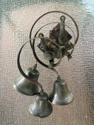 Antique Vintage Brass & Steel Servants Call Or Door Bells.  Set Of 3.  Butler/maid