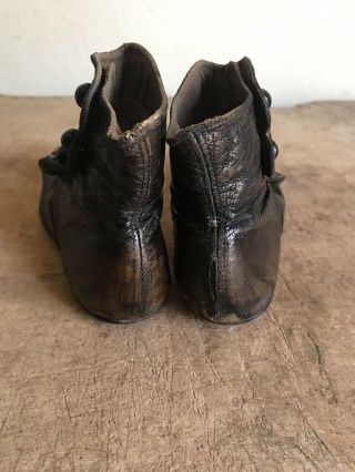 Sweet Early Antique Black Leather Child’s Button Boots Shoes AAFA Textile 8